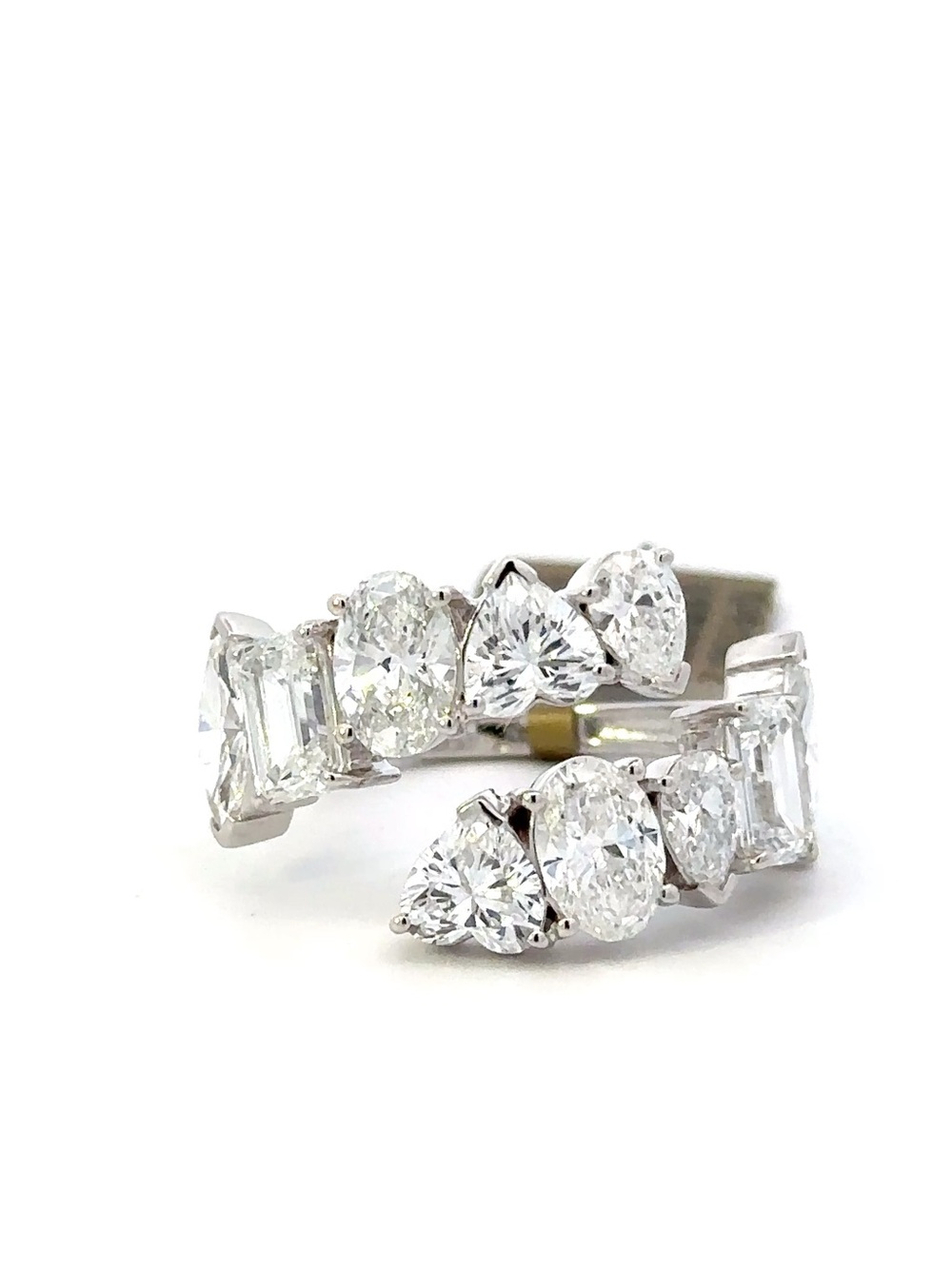 14k White Gold Diamond Multi-Cut Open Band Ring - White